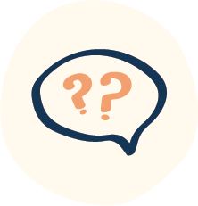 Illustrated icon of a speech bubble with question marks inside indicating asking a question
