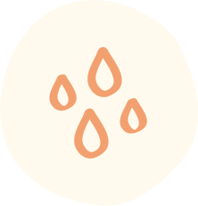 Illustrated icon of 4 droplets indicating bleeding