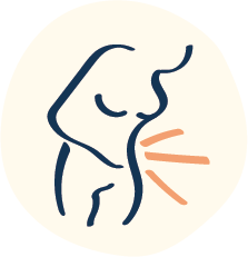 Illustrated icon of a female experiencing abdominal cramping