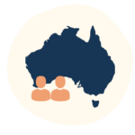 Illustrated icon of Australia with two people
