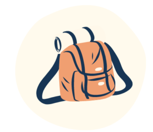 Illustrated icon of a packed bag
