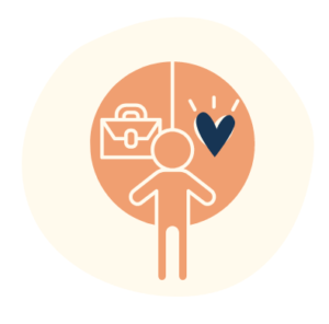 Illustrated icon of a person's lifestyle balance between work and health