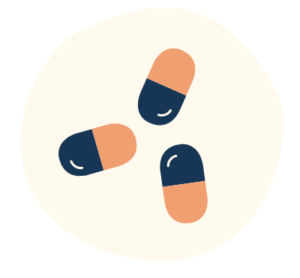 Illustrated icon of a medical pills/tablets