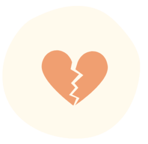 Illustrated icon of a broken heart
