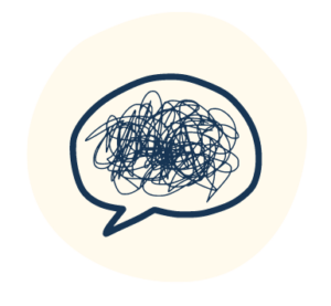 Illustrated icon of a speech bubble with scribbles inside indicating anger