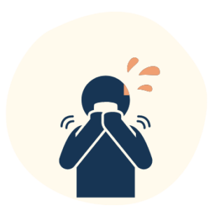 Illustrated icon of someone feeling anxious. Sweating and biting their nails