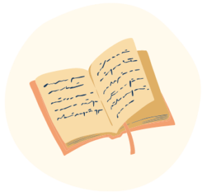 Illustrated icon of a book or journal