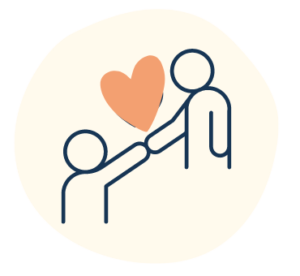 Illustrated icon of someone reaching out to someone else for support